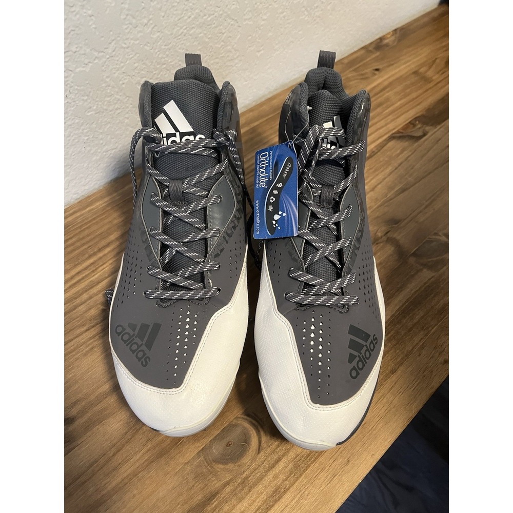 Men's Adidas Baseball Cleats Power Alley Mid Size 14 Grey And White